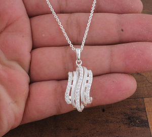 Collier Pendentif de Luxe en Zircon Cubique, Plaqué Argent, Base en Argent Sterling 925, Anti-ternissement, Bijou Solitaire Fantaisie en CZ, Vente en Gros - Product Image 1
