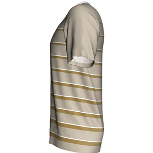 Camiseta de Fútbol Personalizada con Múltiples Rayas Finas, Cuello en V, Color Beige Dorado, Sublimación, Secado Rápido, Uniforme de Fútbol para Hombre - Product Image 2