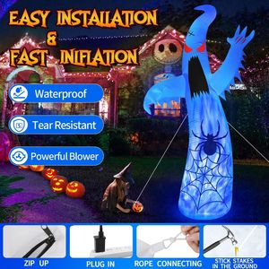 Decorazioni Gonfiabili di Halloween da Esterno 3,6 Metri, Fantasma Gigante con Luci LED a 3 Colori Rotanti, Decorazioni Spaventose per Giardino per le Festività - Product Image 6