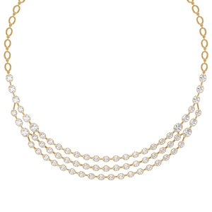 Collier Statement Triple Ligne Solestia pour Femme, Diamant de Laboratoire, Argent Sterling 9KT, 10KT, 14KT, 18KT, Cadeau de Mariage Premium - Product Image 4