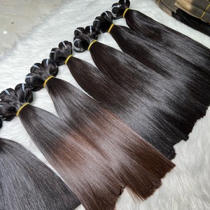 Envío listo Super doble dibujado 10 ''12'' hueso recto extensiones de cabello humano vietnamita trama cruda sin procesar Fabricación de cierre de peluca - Product Image 4