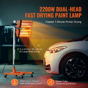 Lampada di Polimerizzazione a Infrarossi 2200W, Timer 1.6 min, Area di Essiccazione 5.17 Piedi Quadrati, Riscaldamento Automatico, Supporto per Luci Auto, Cabina di Verniciatura a Spruzzo, Luci IR - Product Image 2