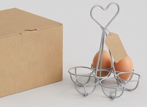 Heart Design Metal Egg Holder Stand For Six Eggs Grey Powder Coated Iron Kitchenware <b>Tabletop</b> <b>Storage</b> Rack For Home Use - Product Image 3