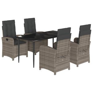 <b>Grey</b> Rattan Garden Dining Set 4 Seater Metal <b>Frame</b> Weather Resistant Outdoor Furniture Contemporary Design - Product Image 2