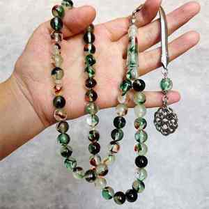 Nouveau Tasbih Religieux Écologique en Résine, 33 Perles Turquoise, Chapelet de Prière Musulman en Pierre, Fait Main, Art Créatif, Zone Maison - Product Image 1
