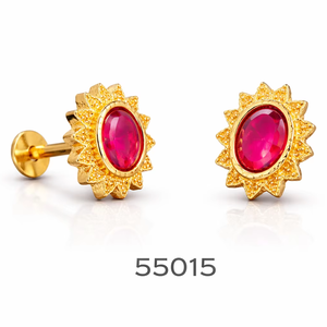 ต่างหูแบบหมุดประดับรูปดอกทานตะวันประดับอัญมณีสีม่วงสำหรับสตรีที่ได้รับการรับรองจากบุคคลที่สาม - Product Image 1