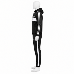 Conjunto de chándal cortavientos con capucha para hombre, color negro, personalizado, chaqueta con cremallera de manga larga, ligero, diseño de logotipo personalizado - Product Image 2