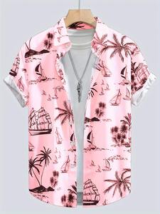Camisa Casual de Verano para Hombre, Estilo Europeo Americano, Manga Corta, Solapa con Estampado, Talla Grande, Holgada, Moda Playa - Product Image 2