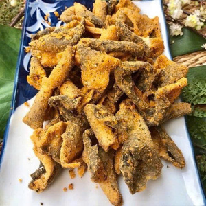 ขนมหนังปลาแซลมอนกรอบรสไข่เค็มเวียดนาม บรรจุถุงใหญ่ อาหารทะเลทอดรสเค็ม - Product Image 3