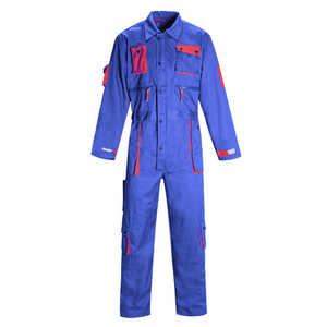 Combinaison de travail pour homme, orange, respirante, ignifuge, avec panneaux bleu marine, résistante à l'abrasion, uniforme pour usage industriel - Product Image 4