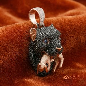 Colgante de Moissanita Iced Black Panther Chapado en Oro Rosa, Collar Hip Hop Personalizado, Amuleto Bling, Joyería Streetwear, Aniversario, Unisex - Product Image 2