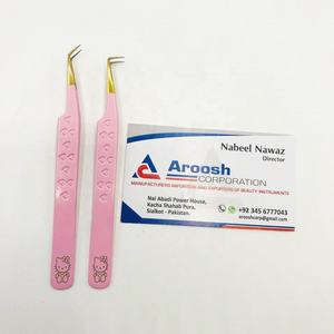 Pince à épiler en acier inoxydable dorée avec pointe en fibre rose 45 degrés 90 degrés pince à cils en forme de cœur rose pour bébé durable - Product Image 3