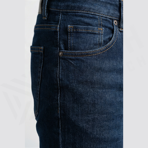 Straight-Leg Dark Wash <b>Denim</b> Jeans Men High Waist Slim Fit Cotton Casual Autumn Style Pants - Product Image 5