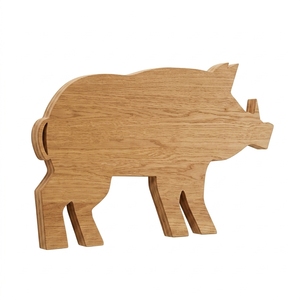 Silueta Decorativa de Cerdo en Madera Hecha a Mano, Escultura Minimalista de Animal de Granja en Madera Natural, Decoración Rústica para Cocina y Sala de Estar - Product Image 1