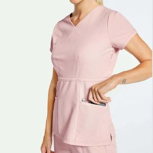 Trendy Healthcare Medical Scrub Uniform Sets Low MOQ Paramedical Apparel Supplier Custom Woven Tags Spandex <b>Nurse</b> Top & Trouser - Product Image 4