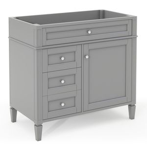 Mobile Bagno Moderno da 36 Pollici con Top in Legno Massello, Lavabo Integrato, Armadietto Contenitore e 2 Cassetti a Ribalta - Organizzatore per Bagno - Product Image 5