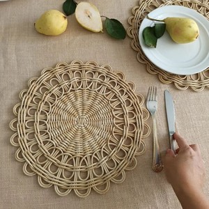 Handmade Embroidery Woven <b>Rattan</b> Eco-Friendly Bohemian Placemat Charger Customized Wedding Home <b>Dining</b> <b>Table</b> Decoration Vietnam - Product Image 6