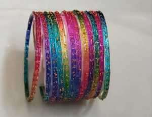 Premium Raindrop <b>Glass</b> <b>Bangles</b> For Girls- Transparent Golden Dotted Texture Unique Style Available In 25 Colors In Best Quality - Product Image 4