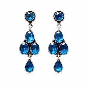 Pendientes colgantes de plata oxidada vintage al por mayor con cuarzo turquesa en bisel y corte ovalado |   Proveedor Directo de Fábrica, Hecho a Mano, Moderno - Product Image 4