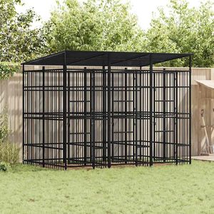 Niches et meubles pour animaux de compagnie en acier noir thermolaqué durable de 59,5 pieds carrés - Product Image 1