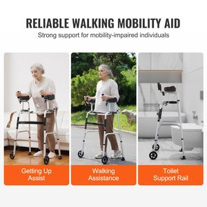 Deambulatore Pieghevole 2-in-1 con Braccioli Rimovibili, Altezza Regolabile, Ruote Solide da 5 Pollici, Leggero in Alluminio - Product Image 5
