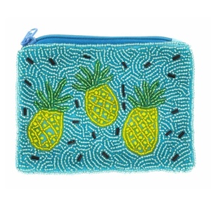 Monedero Mini Portátil de Tela Hecho a Mano con Diseño de Piña con Cuentas y Cierre de Cremallera, Ecológico y Duradero - Product Image 1