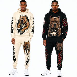 Ensemble de survêtement à capuche pour garçons avec imprimé Dragon et Phénix, manches longues, fermeture éclair, vêtements décontractés, automne, matière polyester, coupe classique - Product Image 6