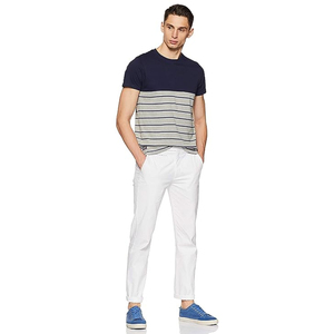 T-shirt blanc à col rond pour homme avec poche grise, vêtement décontracté d'été en polyester/coton, tricoté en tissu éponge, streetwear uni - Product Image 4