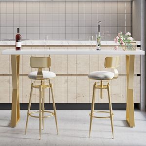 Juego de 2 Taburetes de Bar giratorios blancos modernos con tapicería ajustable, taburete de bar contemporáneo de terciopelo, muebles - Product Image 4