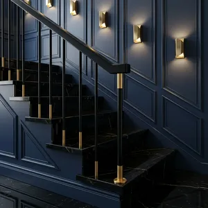 Sistema de barandillas de hierro y latón de primera calidad, pasamanos decorativos de metal antiguo para renovación de escaleras en el hogar. - Product Image 5