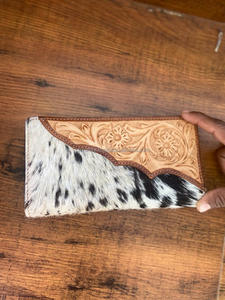 Nuevo pelo Real hecho a mano en cuero genuino Bi Fold Cartera de mujer Elegante cuero de vaca Personalizado Multi usado Monederos de vaquera - Product Image 3