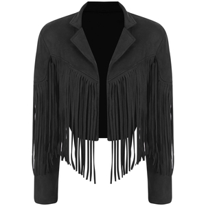 Chaqueta de Cuero con Flecos para Mujer, Estilo Motociclista, Manga Larga, Talla Personalizada, Moda 2025-2026 - Product Image 2