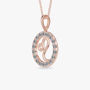 Ciondolo Zodiacale Leone in Argento 925 con Moissanite e Halo di Diamanti Rotondi, Charm Classico Unisex per Regalo - Product Image 3