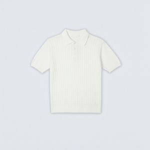 Polo en maille bleu clair à manches courtes pour homme, tricot torsadé, design décontracté, boutons sur le devant, coupe classique, 100 % acrylique, infroissable - Product Image 6