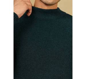 Pull en maille texturée pour homme, col rond décontracté, doux, personnalisable avec logo, vert foncé - Product Image 3