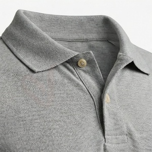 Polo en coton gris à manches courtes pour homme, coupe classique, tricot uni, respirant, design décontracté - Product Image 4