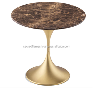 Mesa Auxiliar Moderna Redonda con Tapa de Mármol, Base de Pedestal Acanalado en Latón Dorado, Mueble para Sala de Estar, Venta al Por Mayor - Product Image 6