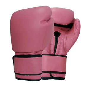 Gants d'entraînement de boxe en similicuir rose imperméables à lacets avec sangle de poignet réglable unisexe pour adultes et adolescents - Product Image 1