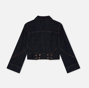 Women Light Wash <b>Denim</b> <b>Jacket</b> Regular Fit Button Front Embroidered Casual Eco-Friendly Breathable Autumn Style Solid Color Coat - Product Image 5