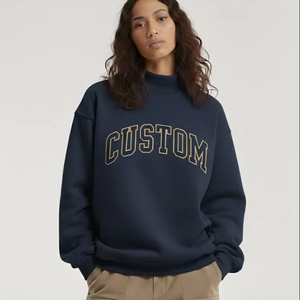 Sweat-shirt oversize respirant à col montant pour femme 2026, avec logo personnalisable sur le devant, décontracté, durable, pour l'hiver - Product Image 1