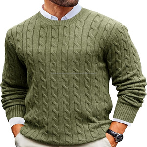 Suéter de Punto Grueso para Hombre, Estilo Aran, con Parches de Lana y Cachemira, Estilo Pescador, Antiarrugas, Antiencogimiento, Transpirable, para Invierno - Product Image 1
