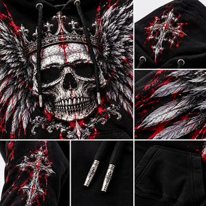 Sudadera con Capucha Gótica Personalizada con Calavera, de Algodón Pesado, Estilo Urbano Oversize, 100% Algodón Polar, Ecológica, OEM, Marca Privada - Product Image 5