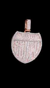 Custom Shield <b>Pendant</b> <b>Solid</b> 925 Silver <b>Gold</b> Plated Heavy Iced Out Pass Lab Grown Diamond Charm Hip Hop Jewelry Factory B2B - Product Image 6