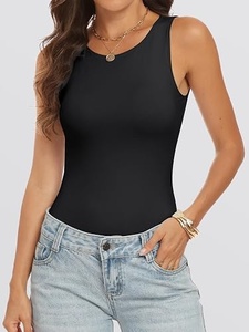 Body de Mujer de Color Sólido, Sin Costuras, Cuello Redondo, Sin Mangas, Elástico, Transpirable, Ajustado, Traje de Baño, Ropa de Verano - Product Image 6