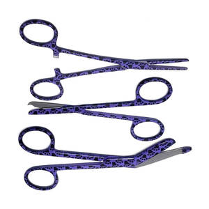Ciseaux à motifs multicolores, lot de 3 outils de toilettage vétérinaire, ciseaux pour retirer les sutures, pinces hémostatiques, pattes colorées - Product Image 3