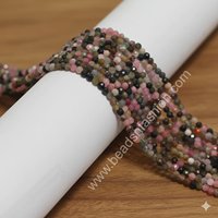 Perles en vrac micro-facettées multicolores en pierres précieuses naturelles de 2 mm de la meilleure qualité pour la fabrication de colliers, bracelets et boucles d'oreilles DIY
