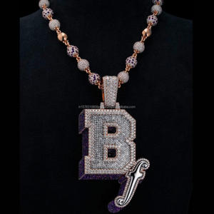 Luxury " B " Lab grown Diamond Pendant 925 Sterling <b>Silver</b> Rose Gold Plated Custom <b>Initial</b> Hip Hop Bling Statement <b>Necklace</b> - Product Image 1