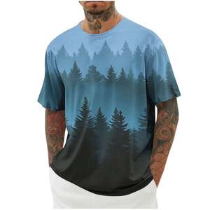 T-shirt noir à manches courtes pour homme, imprimé sublimation d'aigle et drapeau américain, logo frontal, col rond, coupe décontractée, coton respirant - Product Image 3
