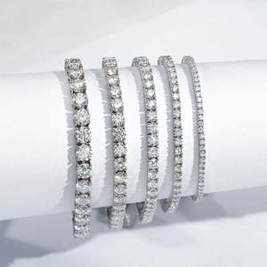 1mm Moissanite Tennis <b>Bracelet</b> Round Cut <b>Bangle</b> <b>Silver</b> Tone Link Jewelry Gift - Product Image 4