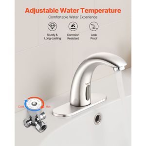 Rubinetto Automatico per Lavabo Bagno con Sensore di Movimento, Senza Contatto, Regolabile, a Batteria, con Copertura per Foro del Rubinetto del WC - Product Image 4